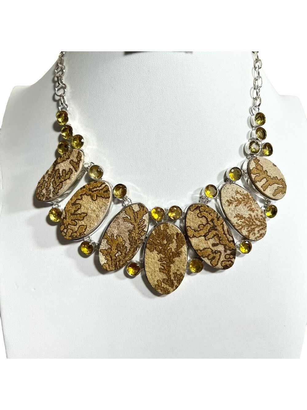 German Dendrite 925 Large Gemstone Necklace